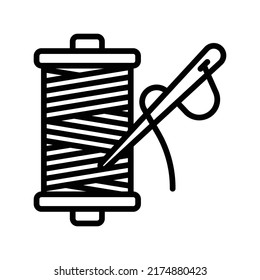 Thread Icon. Line Art Style Design Isolated On White Background