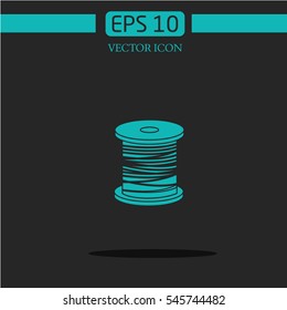 thread icon on dark background.logo design.graphic image.simple icon for web.