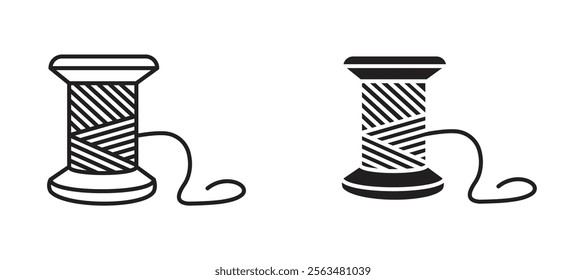 Thread icons in outline and fill. vector illustration for ui.