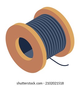 Thread in isometric style icon, editable vector 

