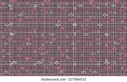Thread lattice net textile seamless pattern vector design. Thin lines overlapping and crossing yarn chain ornament. Cozy homey fabric print for interior decor. Intricate treads imitation. Knotty chain