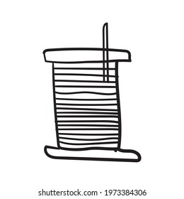 Thread Line Icons vector design black. Hand drawn thread. Simple vector icon. Cartoon thread line icon. Drawing thread, vector sketch.