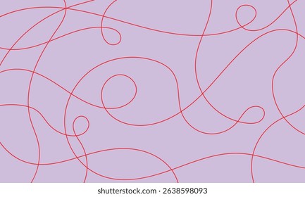 Thread line seamless pattern. Curvy intersections of ropes in organic smooth print. Abstract squiggly modern background with continuous lines. EPS 10 . 