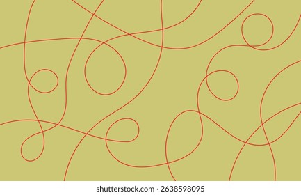 Thread line seamless pattern. Curvy intersections of ropes in organic smooth print. Abstract squiggly modern background with continuous lines. EPS 10 . 