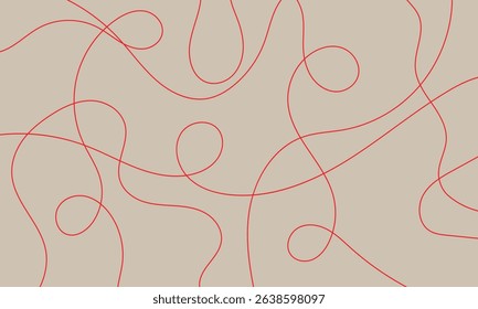 Thread line seamless pattern. Curvy intersections of ropes in organic smooth print. Abstract squiggly modern background with continuous lines. EPS 10 . 