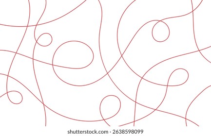 Thread line seamless pattern. Curvy intersections of ropes in organic smooth print. Abstract squiggly modern background with continuous lines. EPS 10 . 