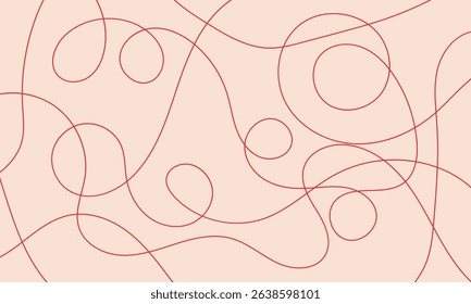 Thread line seamless pattern. Curvy intersections of ropes in organic smooth print. Abstract squiggly modern background with continuous lines. EPS 10 . 