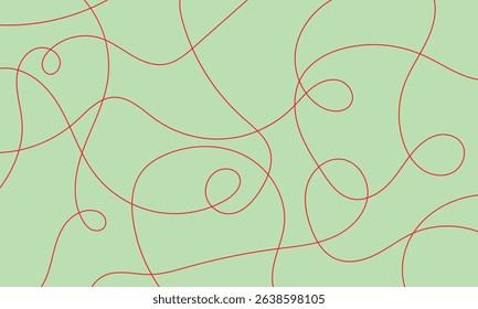Thread line seamless pattern. Curvy intersections of ropes in organic smooth print. Abstract squiggly modern background with continuous lines. EPS 10 . 