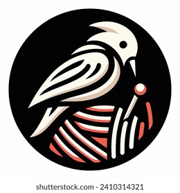 thread needle bird logo design vector silhouette illustration