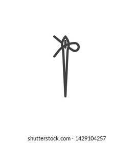 Thread and needle hole line icon. linear style sign for mobile concept and web design. Sewing outline vector icon. Embroidery, needlework symbol, logo illustration. Vector graphics