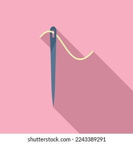 Thread needle icon flat vector. Repair machine. Sew cycle