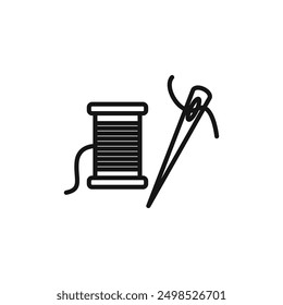 Icono de la aguja del hilo aislado en el fondo blanco