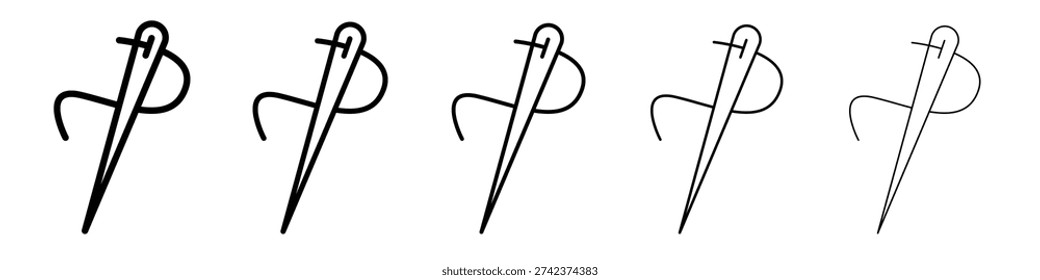 Thread needle icon logo. Black line icon, vector illustrations.