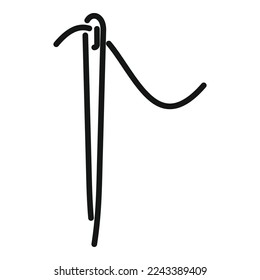 Thread needle icon outline vector. Repair machine. Sew cycle