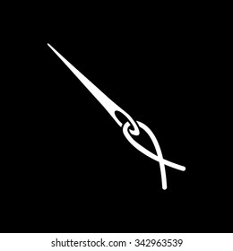 The thread with a needle icon. Tailor and  sewing, needlework,  clothier symbol. Flat Vector illustration
