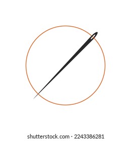 Thread needle illustration vector flat design template