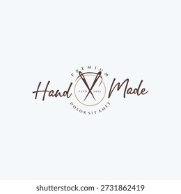 Thread Needle Logo Design Ícone Ilustração de Stock Conceito Handmade
