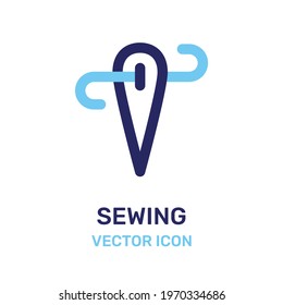 Thread and needle for sewing clothes icon 