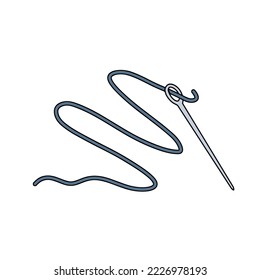 Thread with needle. Sewing and knitting. Hobbies and needlework. Flat illustration isolated on white