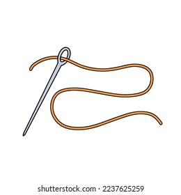 Hilo con aguja. Coser y tejer. Hobbies y costura. Ilustración plana