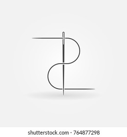 Thread and needle vector concept icon or symbol