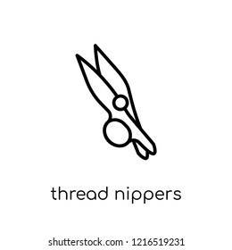 thread nippers icon. Trendy modern flat linear vector thread nippers icon on white background from thin line Sew collection, outline vector illustration