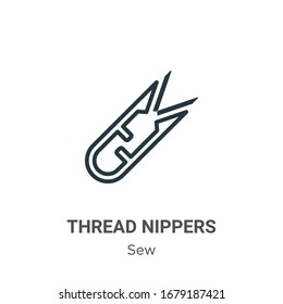 Thread nippers outline vector icon. Thin line black thread nippers icon, flat vector simple element illustration from editable sew concept isolated stroke on white background