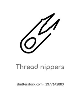 thread nippers vector line icon. Simple element illustration. thread nippers outline icon from sew concept. Can be used for web and mobile