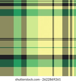 Thread pattern fabric vector, lined tartan texture check. Order background textile plaid seamless in yellow and green colors palette.