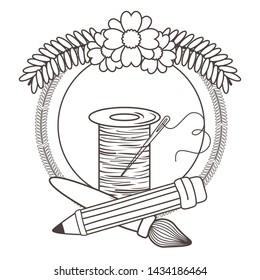 Thread pencil and brush of tailor shop design