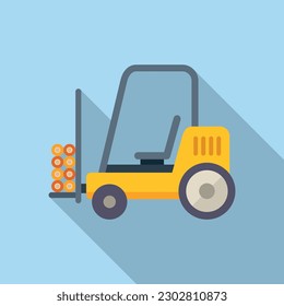 Thread production forklift icon flat vector. Cotton factory. Wool plant