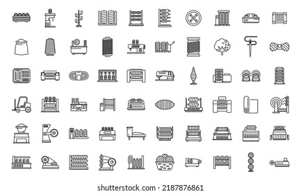 Thread production icons set outline vector. Fashion beauty. Fabric factory