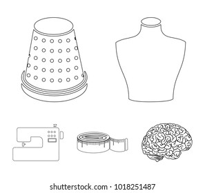 Thread, reel, hanger, needle, scissors.Atelier set collection icons in outline style vector symbol stock illustration web.