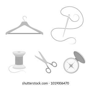 Thread, reel, hanger, needle, scissors.Atelier set collection icons in monochrome style vector symbol stock illustration web.