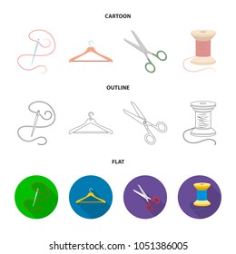 Thread, reel, hanger, needle, scissors.Atelier set collection icons in cartoon,outline,flat style vector symbol stock illustration web.
