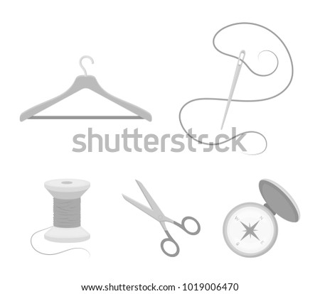 Thread, reel, hanger, needle, scissors.Atelier set collection icons in monochrome style vector symbol stock illustration web.