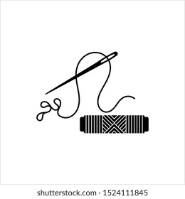 Thread Reel Needle Icon, Sewing Needle Thread Reel Vector Art Illustration