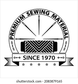 Thread Reel Needle Icon, Sewing Needle Thread Reel Vector Art Illustration