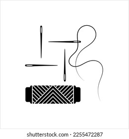 Thread Reel Needle Icon, Sewing Needle Thread Reel Vector Art Illustration