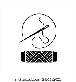 Thread Reel Needle Icon, Sewing Needle Thread Reel Vector Art Illustration