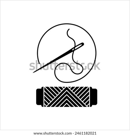 Thread Reel Needle Icon, Sewing Needle Thread Reel Vector Art Illustration
