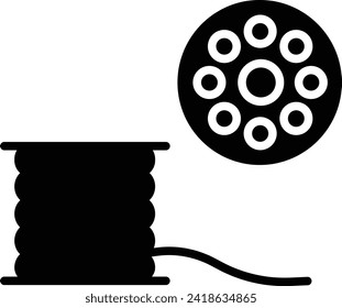 Thread role solid and glyph vector illustration