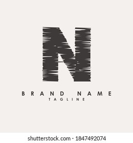 Thread Sewing Letters Monogram Letter Alphabet N Logo Design