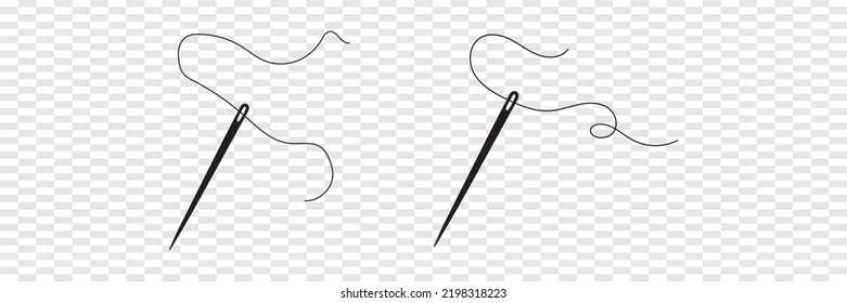 Thread with sewing needles on transparent background. Modern design icon