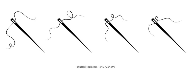 Thread with sewing needles on white background. Modern design icon. Vector illustration.