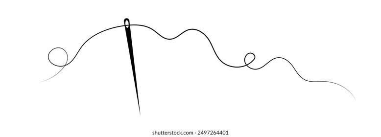 Thread with sewing needles on white background. Modern design icon. Vector illustration.