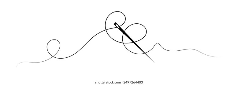 Thread with sewing needles on white background. Modern design icon. Vector illustration.
