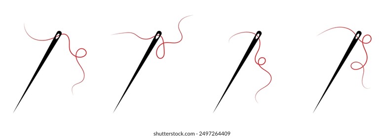 Thread with sewing needles on white background. Modern design icon. Vector illustration.