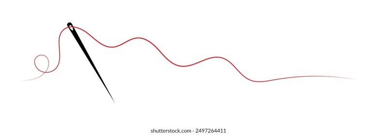 Thread with sewing needles on white background. Modern design icon. Vector illustration.