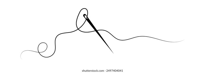 Thread with sewing needles on white background. Modern design icon. Vector illustration.	